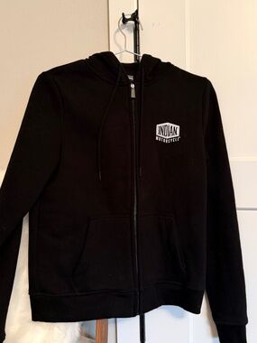 Indian Motorcycle Black Zip Hoodie Sweatshirt, black, sz small